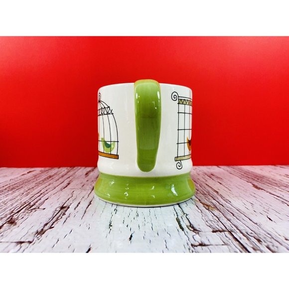 Pier 1 Imports Large Ceramic Cartoon Bird Cage Mug ~ 16 Oz. - Picture 4 of 12